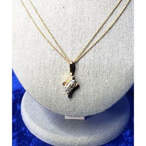 Vintage gold tone double strand crystal cluster necklace